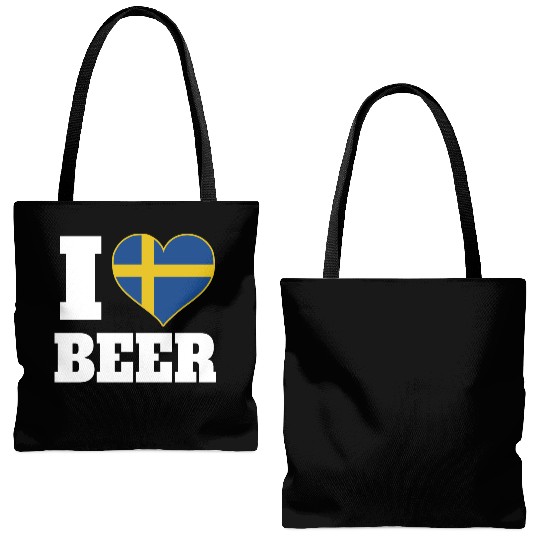 I Love Beer And Sweden Patriotic Expression Tote Bags (AOP)