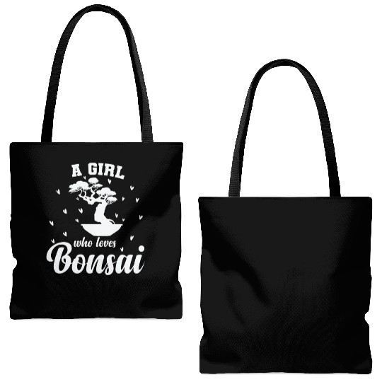 A Girl Who Loves Bonsai Art Tote Bags (AOP)
