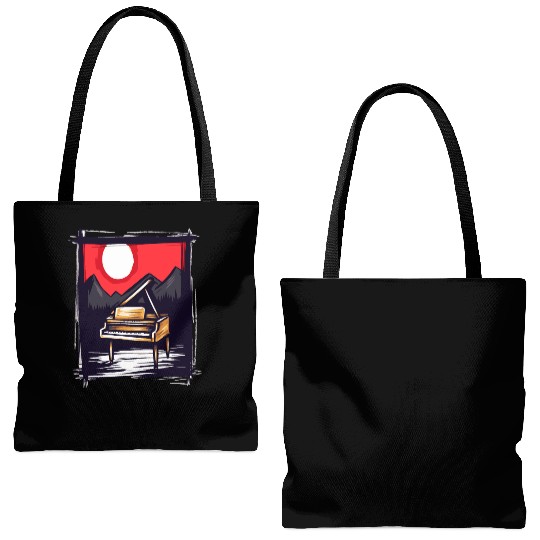 Japan Red Sun & Nature Piano Tote Bags (AOP)