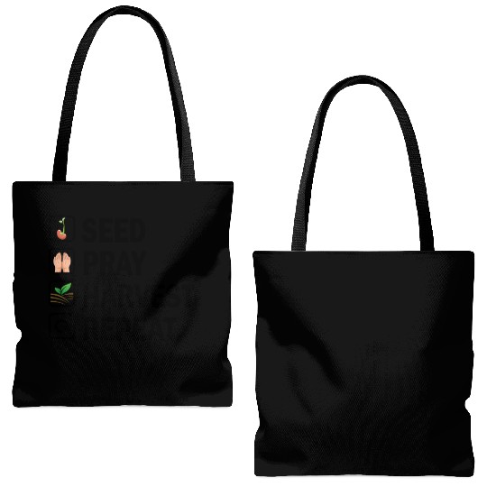 Seed Pray Harvest Repeat Tote Bags (AOP)