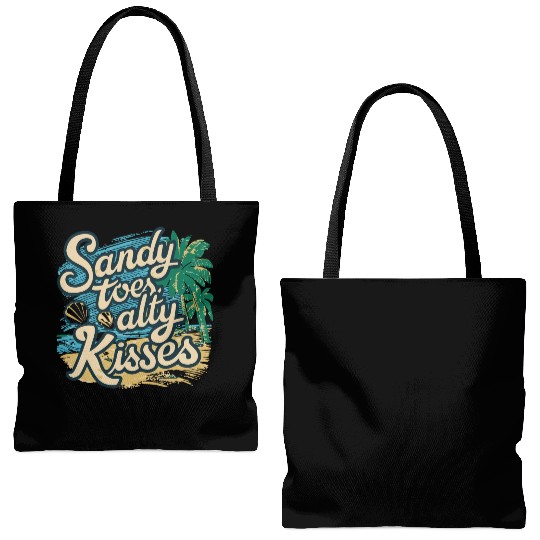 Summer Sandy Toes Salty Kisses Beach lover Tote Bags (AOP)