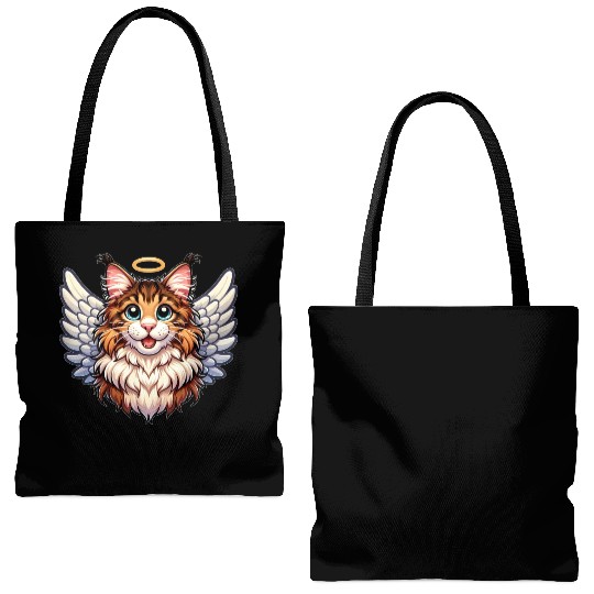 Maine Angel Cat with Wings Tote Bags (AOP)
