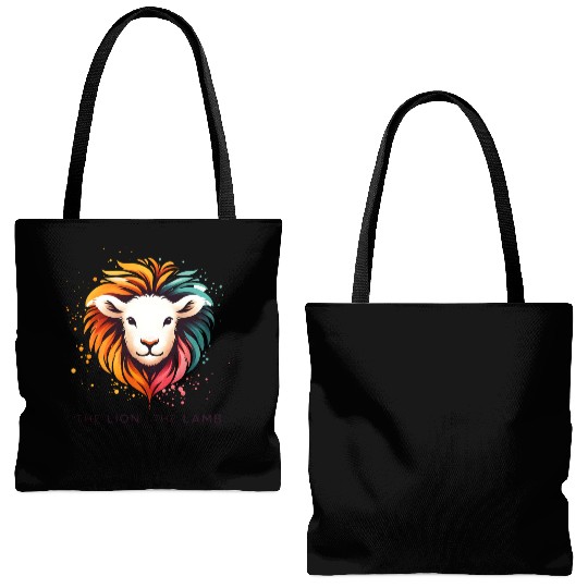 The Lion And The Lamb Abstract Art Design Tote Bags (AOP)