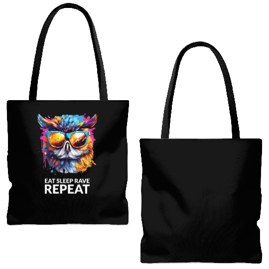 Eat Sleep Rave Repeat Owl 1 Tote Bags (AOP)