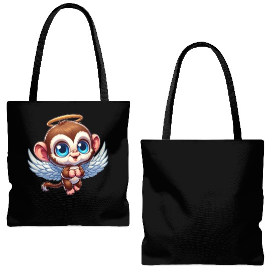 Monkey chimpanzee angel cartoon Tote Bags (AOP)