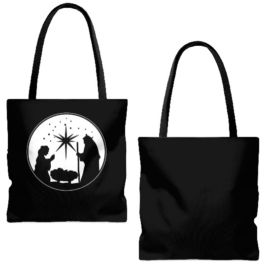 Nativity Scene Silhouette Christmas Market Vendor Tote Bags (AOP)