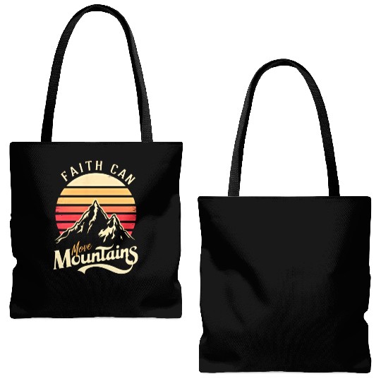 Faith can move mountains, retro sunset design Tote Bags (AOP)