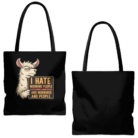 I Hate Morning People for a Morning grumpy Llama Tote Bags (AOP)