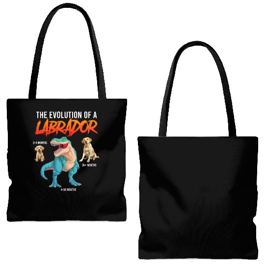 Labrador Lover THE EVOLUTION OF A LABRADOR Dino Tote Bags (AOP)