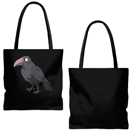 Majestic Raven with Orange Eyes Tote Bags (AOP)