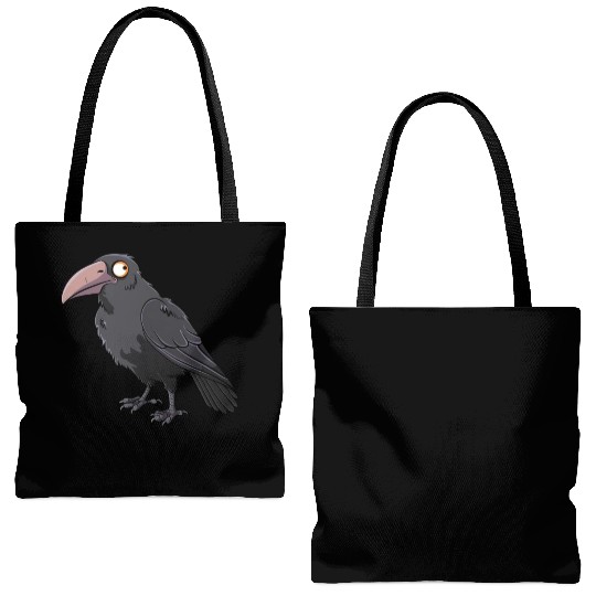 Majestic Raven with Orange Eyes Tote Bags (AOP)