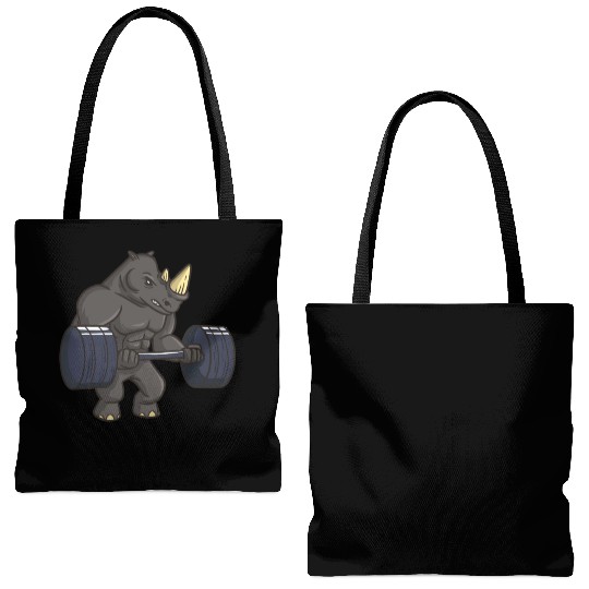 Rhinoceros Powerlifting Weightlifting Gym Rhino Lo Tote Bags (AOP)