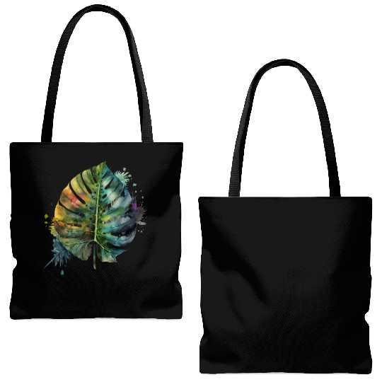Watercolor Tropical Leaves Clipart, Tropical Leaf Tote Bags (AOP)
