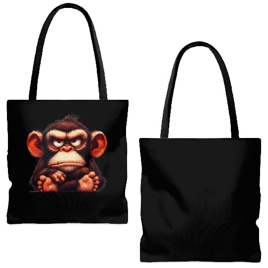 animals grumpy ape monkey Tote Bags (AOP)