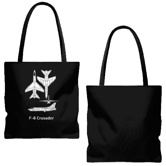 Vought-Crusader-Aircraft-Airplane- Tote Bags (AOP)