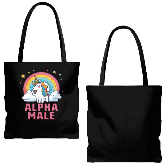Alpha Male Unicorn Rainbow Tote Bags (AOP)