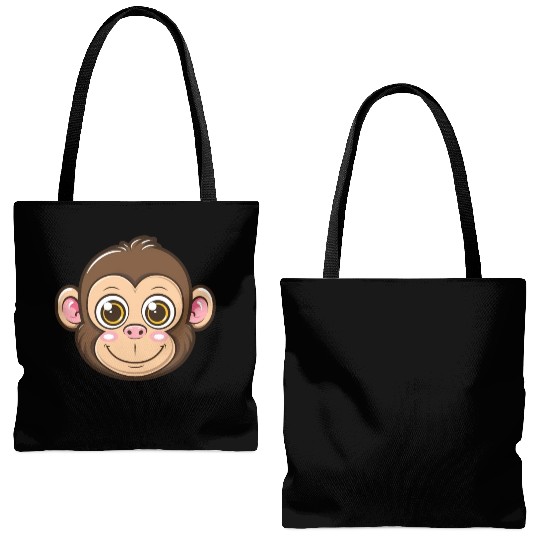 Adorable Monkey Face With Big Eyes Tote Bags (AOP)