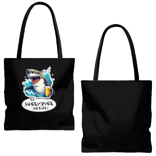 The Snarky Shark Bar & Grill Tote Bags (AOP)
