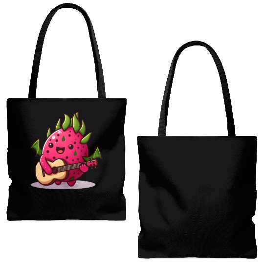 Dragon fruit plays guitar Tote Bags (AOP)