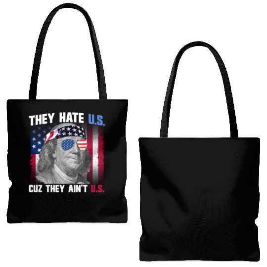 They Hate US Cuz They Ain't US Ben Franklin Tote Bags (AOP)