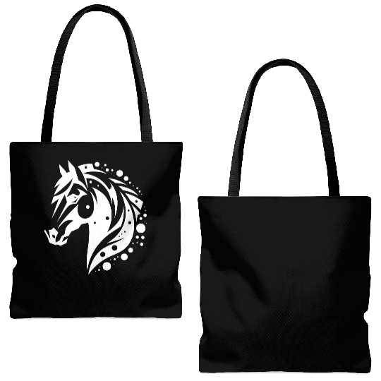 Horse Head Vintage Tribal Portrait Pony Tattoo Tote Bags (AOP)
