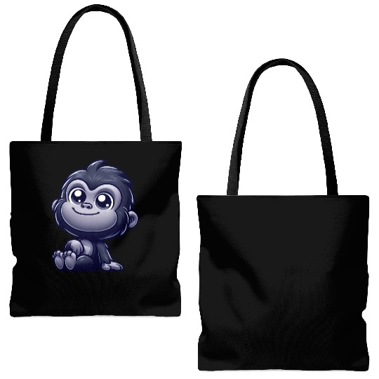 Cute monkey chimpanzee gorilla peaceful happy Tote Bags (AOP)