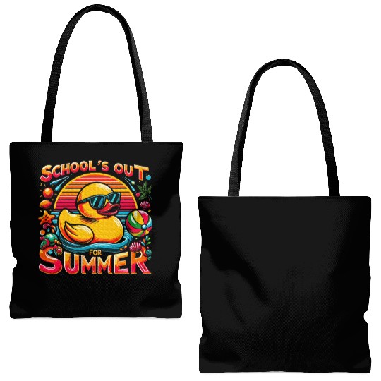 Schools Out For Summer Teacher Yellow Duck Tote Bags (AOP)