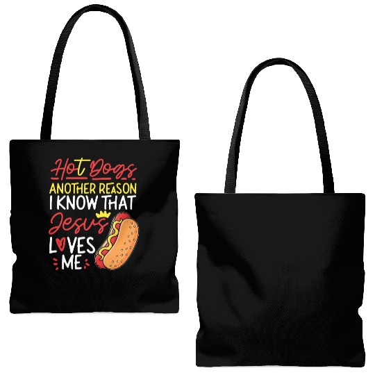Hot Dog Adult Jesus Faith Tote Bags (AOP)