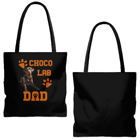 Brown Labrador CHOCO LAB DAD Dog Owners Tote Bags (AOP)