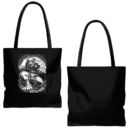 Zombie ape street fighter black and white circle l Tote Bags (AOP)