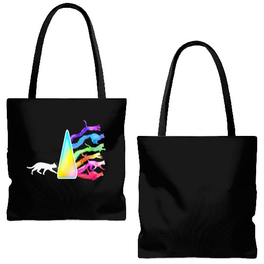 Funny Science Nerd, Geek Cat Physics Rainbow Tote Bags (AOP)