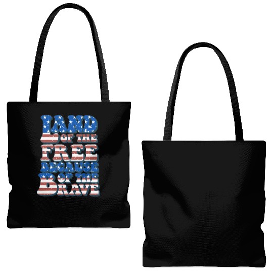 US Flag Land Of The Free Because Of The Brave Tote Bags (AOP)