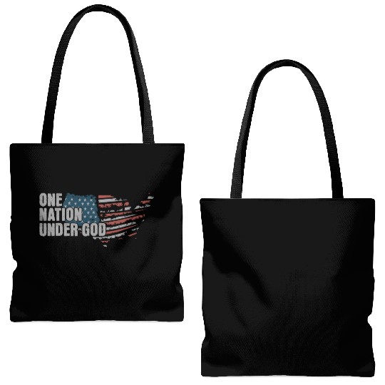 4th Of July One Nation Under God US Flag Faith Tote Bags (AOP)