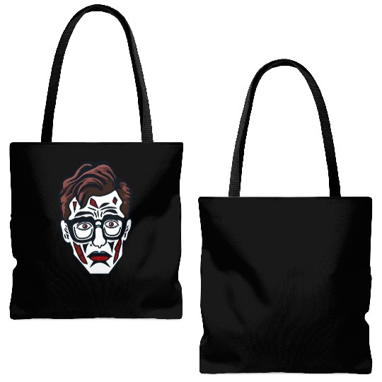 Nerdy Nerd Sad Clown Face Tote Bags (AOP)