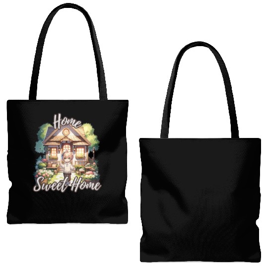 Home Sweet Home House Cabinand Person Waving 1 Tote Bags (AOP)
