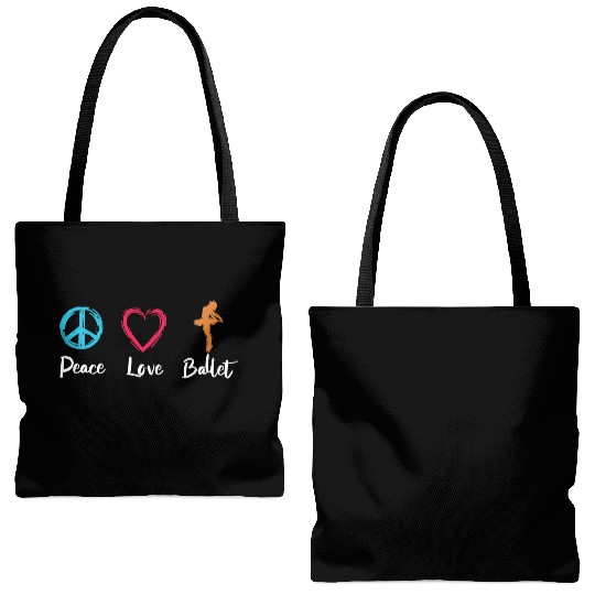 Peace Love Ballet Tote Bags (AOP)