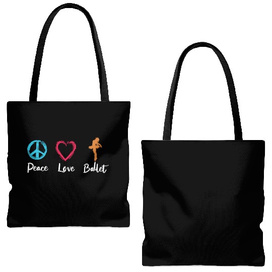 Peace Love Ballet Tote Bags (AOP)