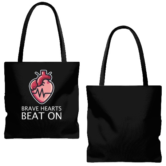 CHD Awareness Brave Hearts Beat On Tote Bags (AOP)