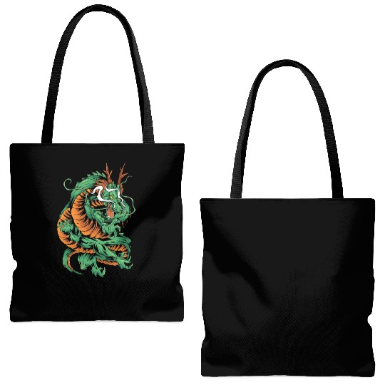 Angry Japanese Dragon Tattoo Tote Bags (AOP)