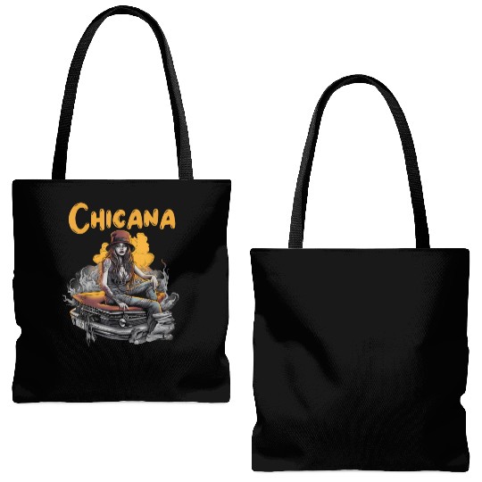 Chicana Lowrider Clothes Mexican American Tote Bags (AOP)