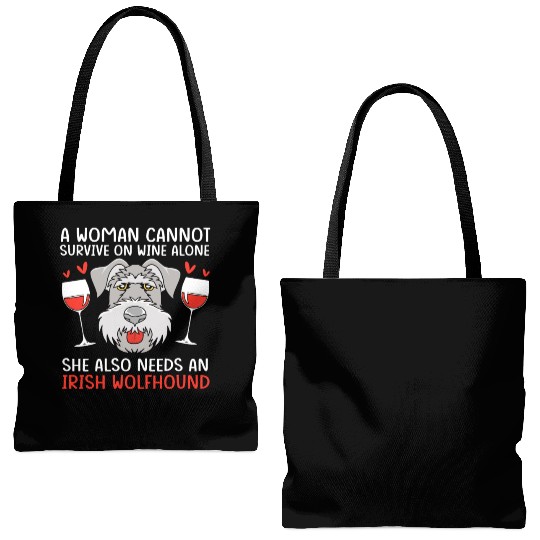 Irish Wolfhound Pet Owner Dog Mother Wine Lover Tote Bags (AOP)