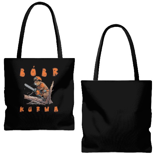 Beaver Lumberjack Chainsaw Tote Bags (AOP)
