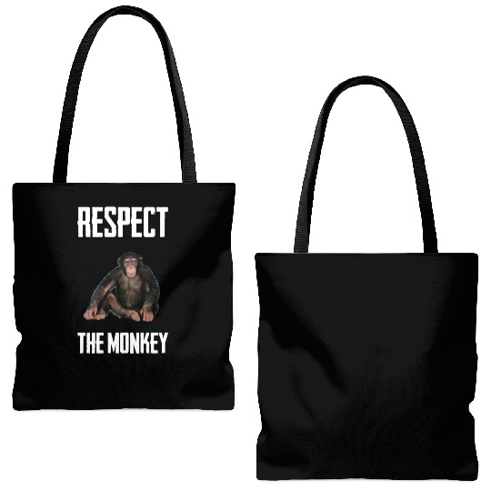 Respect The Monkey Photo Funny Primate Ape Lover Tote Bags (AOP)