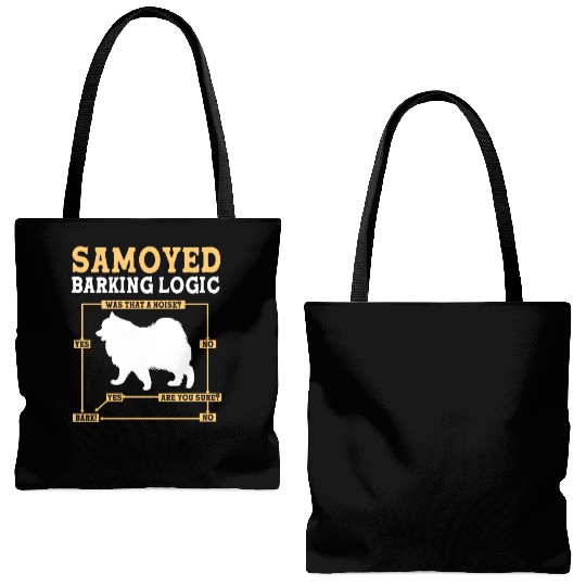 Dog Barking Logic Funny Samoyed Dog Pun Tote Bags (AOP)