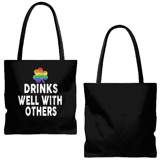 Drinks Well With Others LGBT Gay St Patricks Day Tote Bags (AOP)