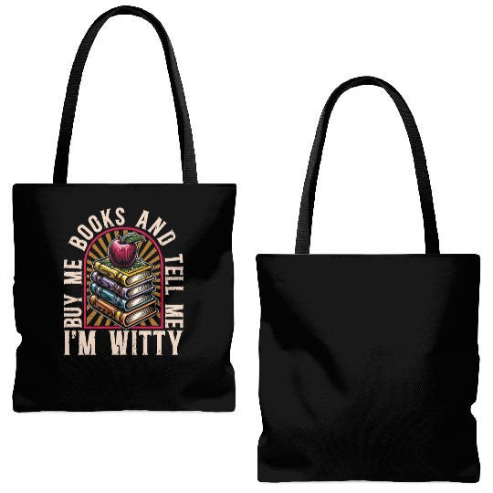 Literature Teacher Buy Me Books & Tell Me Bookworm Tote Bags (AOP)