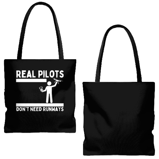 Quadcopter Real Pilots Don't Need Runways Funny Tote Bags (AOP)
