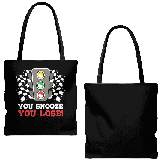 You Snooze You Lose Funny Race Day Drag Racing Tote Bags (AOP)