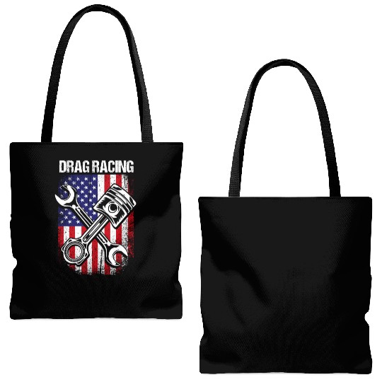 4th Of July Race Car Lover US Flag Drag Racing Tote Bags (AOP)