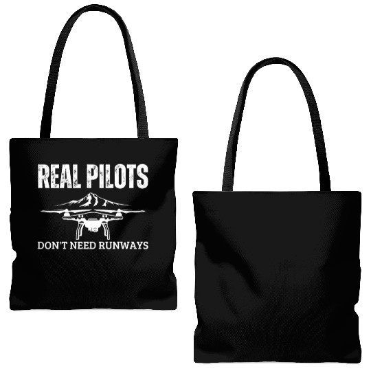 Quadcopter Real Pilots Don't Need Runways Funny Tote Bags (AOP)